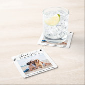 Moderne foto Elegant script Bedankt Pet Wedding Vierkante Kartonnen Onderzetter (Insitu)