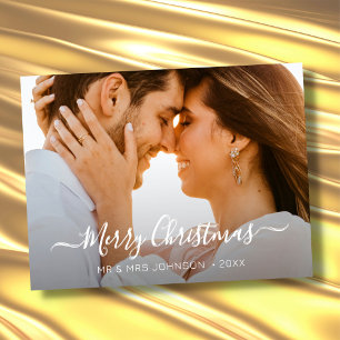 Moderne foto Elegant Script Kerststijlvol Feestdagenkaart