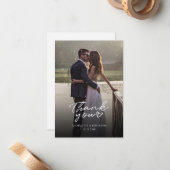 Moderne foto Elegant Script Wedding Bedankt Notitiekaartje (Voorkant / Achterkant in situ)