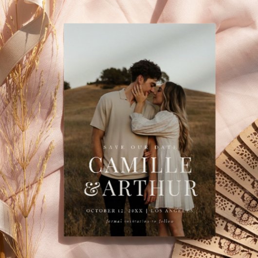 Moderne foto Elegant Stylish Wedding slaat de datu Kaart