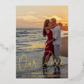 Moderne foto Elegante Bruiloft Save The Date Folie Uitnodiging (Voorkant)