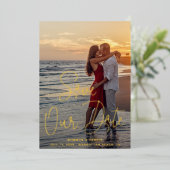 Moderne foto Elegante Bruiloft Save The Date Folie Uitnodiging (Staand Voorkant)