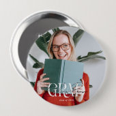 Moderne foto en handtekening Afstuderen Ronde Button 4,0 Cm (Voorkant /achterkant)