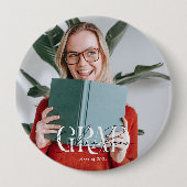 Moderne foto en handtekening Afstuderen Ronde Button 4,0 Cm (Voorkant)