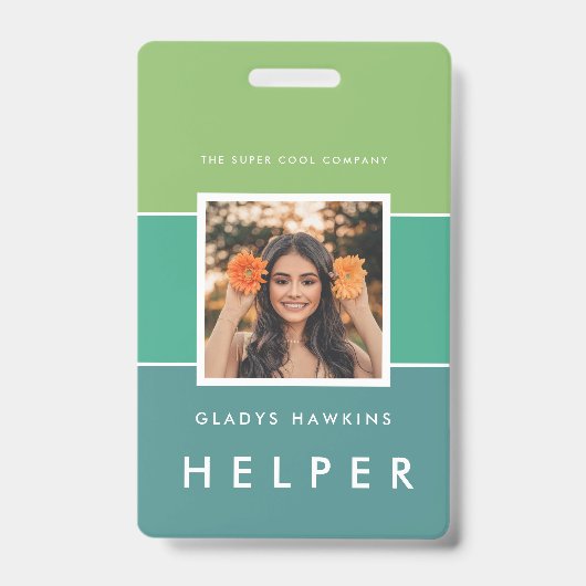 Moderne foto en naam Personeels ID Badge (Voorzijde)