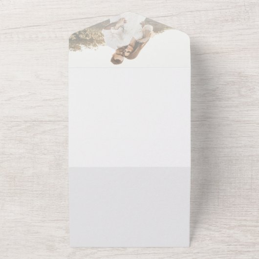 Moderne foto en overlay bruiloft all in one uitnodiging (Buitenkant)