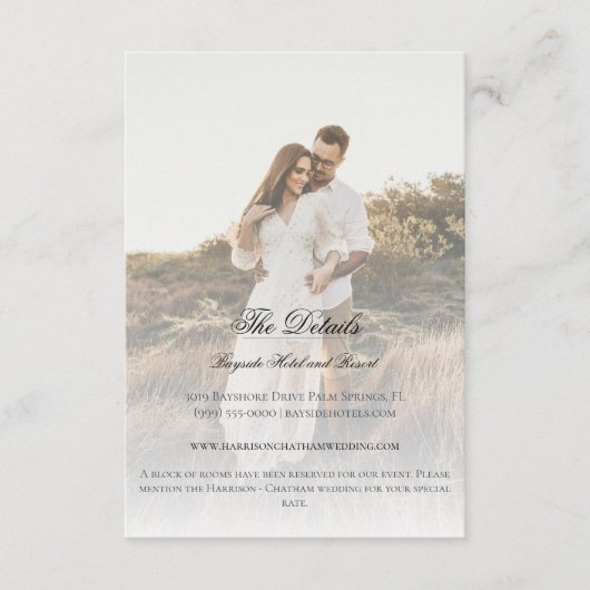 Moderne foto en overlay bruiloft informatiekaartje (Voorkant)