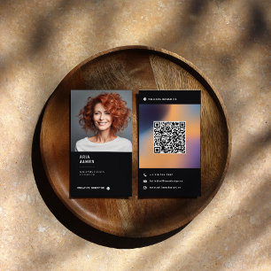 Moderne foto- en QR-code verticale kaart Visitekaartje