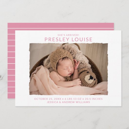 Moderne foto geboorte aankondiging (Voorkant / Achterkant)