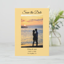 Moderne foto geel oranje save the date kaart
