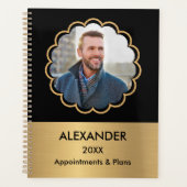 Moderne foto Gold Black Elegant personaliseert Planner (Voorkant)