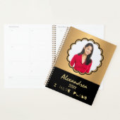 Moderne foto Gold Black Elegant personaliseert Planner (Display)