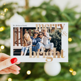 Moderne Foto Gouden Kerstmis Feestdagenkaart