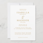 Moderne foto gouden typografie bruiloft kaart (Voorkant)