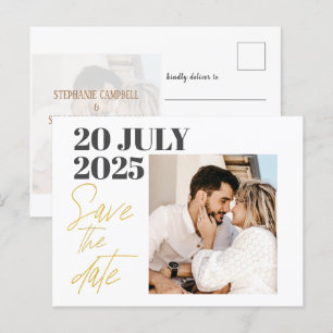 Moderne foto Gouden Typografie SAVE THE DATE Aankondigingskaart