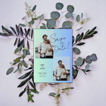 Moderne foto groen blauw verloop opslaan de datum