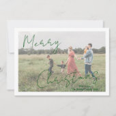 Moderne foto Groen Rustiek Script Elegant Kerstmis Feestdagenkaart (Voorkant)