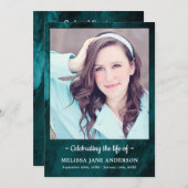 Moderne foto groene marmer orde van dienst begrafe programma (Voorkant / Achterkant)