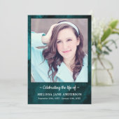 Moderne foto groene marmer orde van dienst begrafe programma (Staand voorkant)