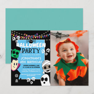 Moderne foto Halloween Schattigee Ghouls Verjaarda Kaart