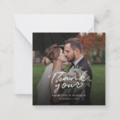 Moderne foto-handgeschreven bruiloft Dank je Notitiekaartje (Voorkant)