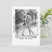 Moderne foto handgeschreven bruiloft save the date (Staand voorkant)