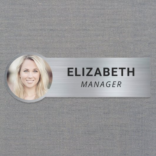 Moderne foto-id Silver Naamplaatje