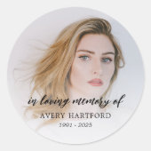 Moderne foto in liefdevolle herinnering ronde sticker (Voorkant)