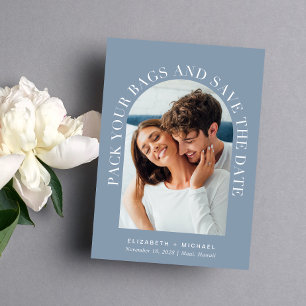 Moderne foto-ingang QR-code bestemming bruiloft Save The Date