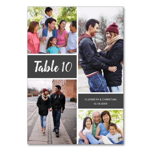 Moderne foto-inkuiling bruilottnummer kaart (Voorkant)