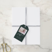 Moderne foto Joyful Script Groene Kerstmis Cadeaulabel (Met Touw)