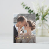 Moderne foto kalligrafie script bruiloft dank u briefkaart (Staand voorkant)