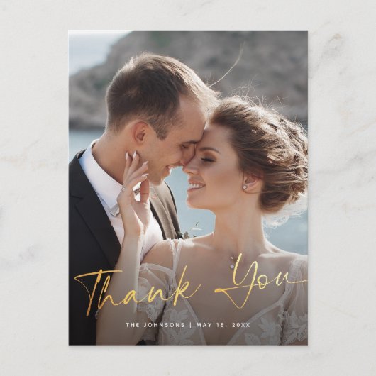 Moderne foto kalligrafie script bruiloft dank u briefkaart (Voorkant)