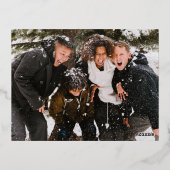 Moderne foto Kerstboom blauw goud vakantiekaart Folie Feestdagen Briefkaart (Achterkant)