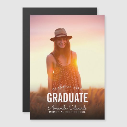 Moderne foto Magnetische Graduation Aankondigingen (Voorkant / Achterkant)