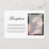 Moderne foto met chic Script Wedding Reception Informatiekaartje (Voorkant)