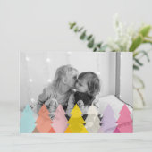 Moderne foto met heldere kerstbomen feestdagenkaart (Staand voorkant)