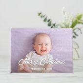 Moderne foto met kerstcadeauscript feestdagenkaart (Staand voorkant)