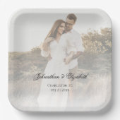 Moderne foto met overlay bruiloft papieren bordje (Voorkant)