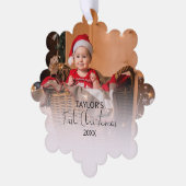 Moderne foto Mijn Eerste Kerstmis Ornament Kaart (Links)