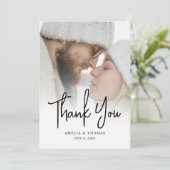Moderne foto minimalistische bruiloft dank u kaart (Staand voorkant)
