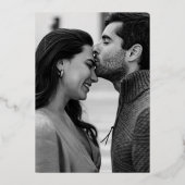 Moderne foto minimalistische bruiloft folie uitnodiging (Achterkant)