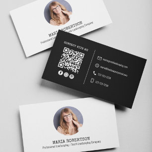 Moderne foto minimalistische QR-code sociale media Visitekaartje