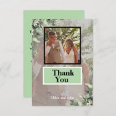 Moderne Foto Mint Groen Bedankkaart (Voorkant / Achterkant)