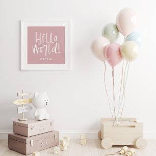 Moderne foto monogram familie girly roze en wit poster