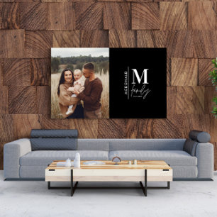 Moderne foto monogram familie zwart-wit poster