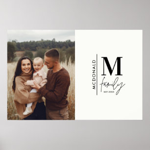Moderne foto monogram familie zwart-wit poster