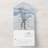 Moderne foto Monogram Weddenschap All In One Uitnodiging (Binnen)