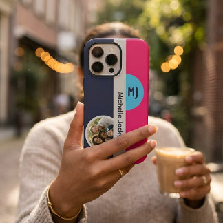 Moderne Foto Naam Initiaal Vet Kleurblok iPhone 15 Pro Hoesje