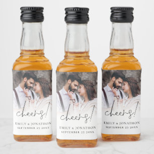 Moderne foto Names Date Cheers Wedding Favor Likeurfles Etiket